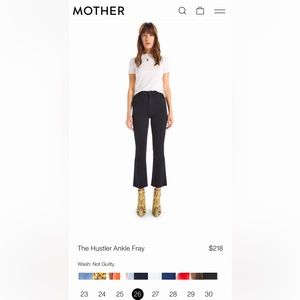 Size 26 MOTHER Hustler ankle fray jeans in Not Guilty (true black).